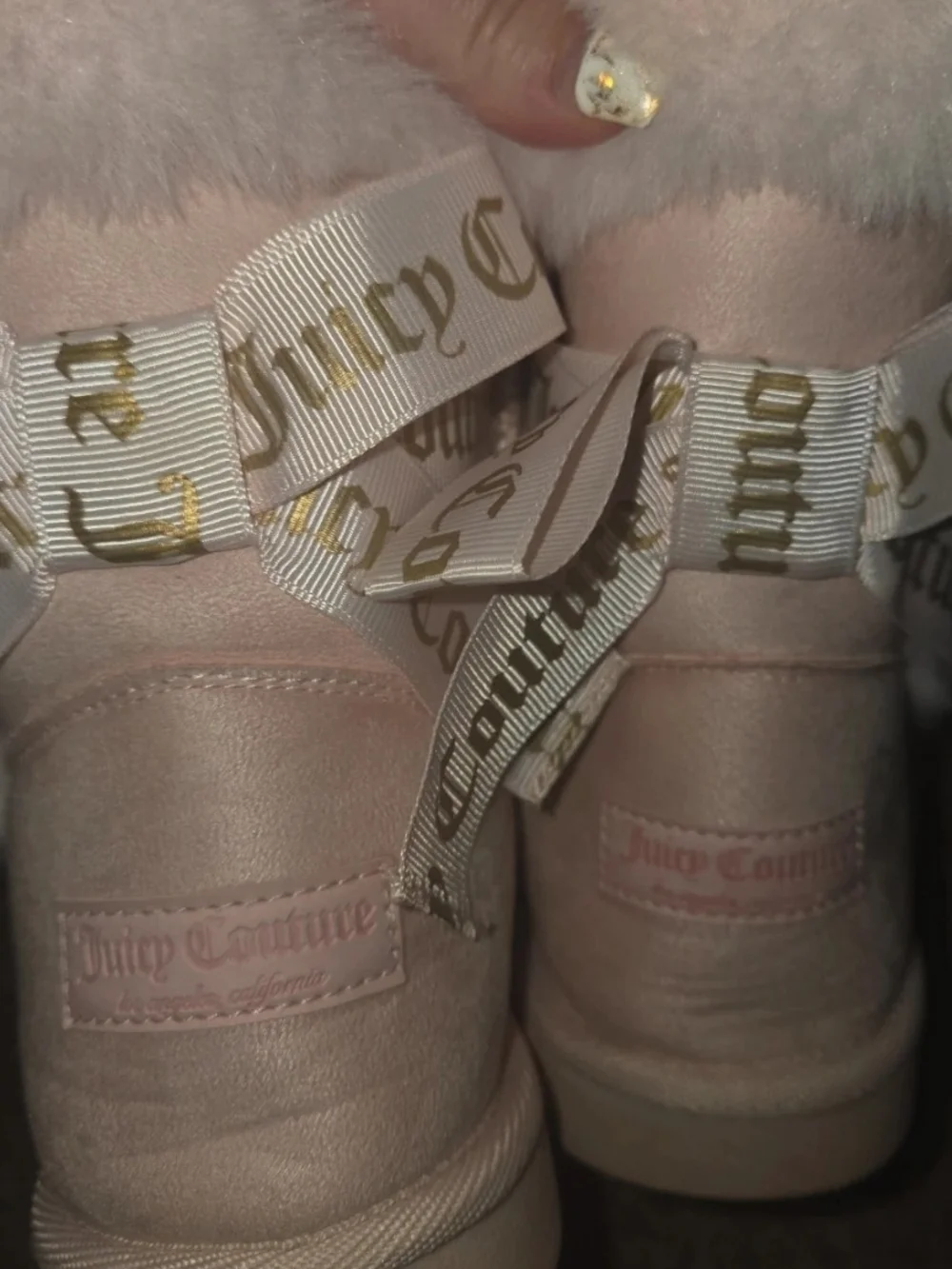 Juicy Couture Plush Faux-Fur Cuff Pink Winter Boots